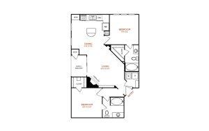 the floor plan for a two bedroom apartment at The  Vincent