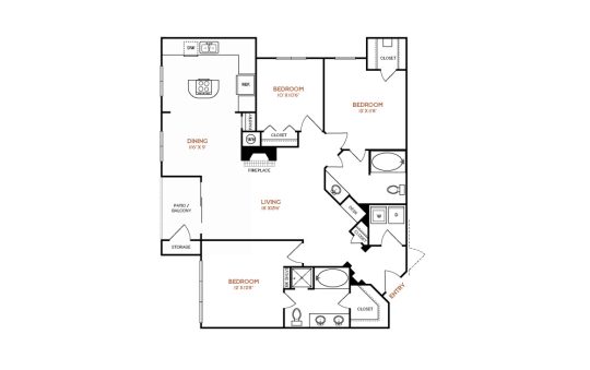 the floor plan for a two bedroom apartment at The  Vincent