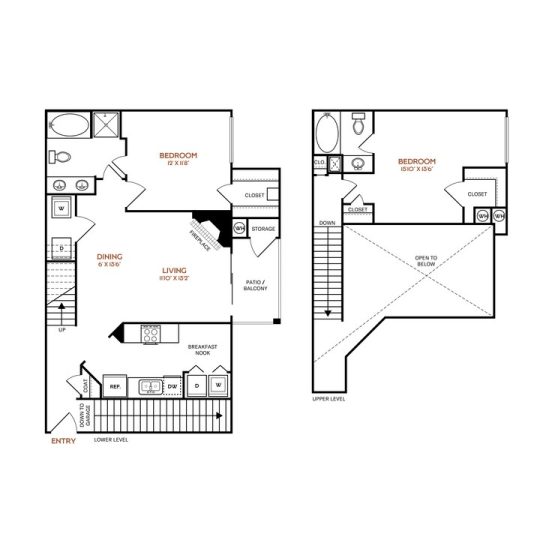 The Vincent Floor Plan 2 Bedroom 2 Bath Garage 2 Bed 2 Bath 1125 sqft