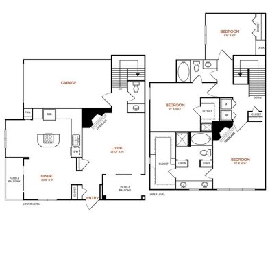 The Vincent Floor Plan 3 Bedroom 2.5 Bath Garage 3 Bed 2.5 Bath 1619 sqft