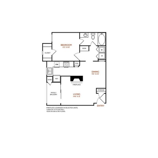 The Vincent Floor Plan 1 Bedroom 1 Bath R 1 Bed 1 Bath 707 sqft