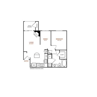 The Vincent Floor Plan 1 Bedroom 1 Bath 1 Bed 1 Bath 762 sqft